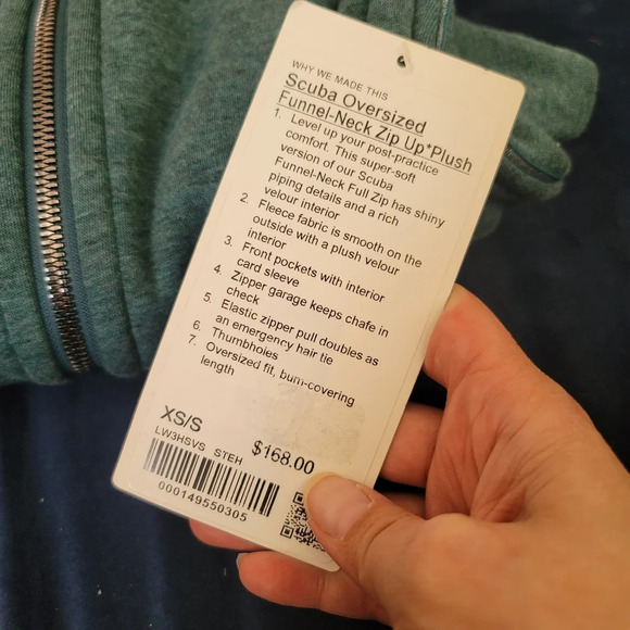 Lululemon,Scuba Oversized Funnel-Neck Full Zip Long *Plush, Heathered Storm Teal - Picture 2 of 6